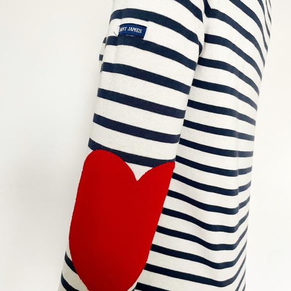 Saint James Atelier Vaujany Stripe Long Sleeve Top with Red Heart Patches - Picture 4 of 14
